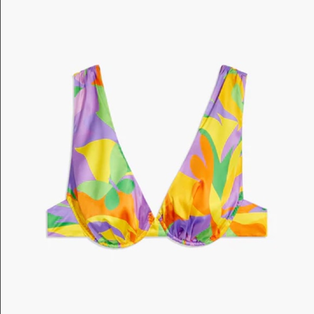 WeWoreWhat Underwire V Neck Bikini Top Saved By The Bell Print XXL BNWT